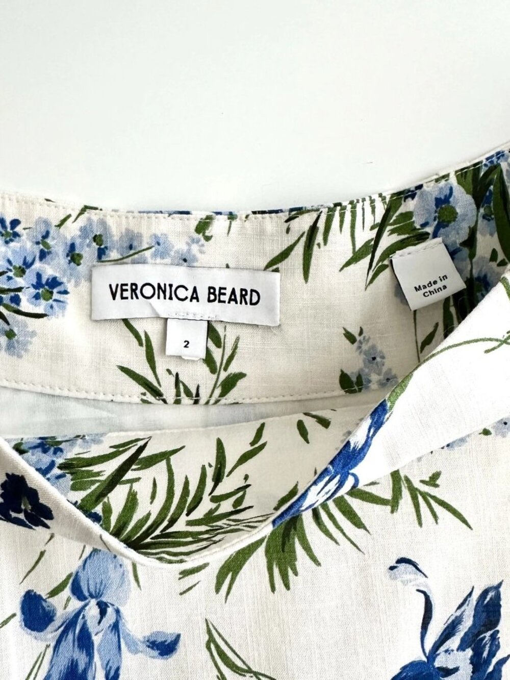 VERONICA BEARD Arwen White Blue Floral Cotton Midi Skirt Size 2 - Picture 8 of 9